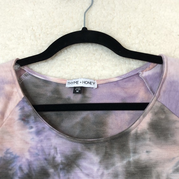 NWT Thyme + Honey Womens Swing Purple & Gray Tie Dye Top SIZE MEDIUM - Picture 4 of 7